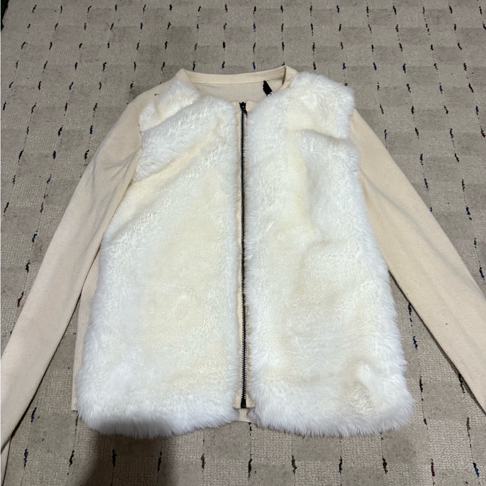 Women's Cream Faux Fur Jacket